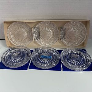 Vintage 6-pc SUNBURST crystal coasters